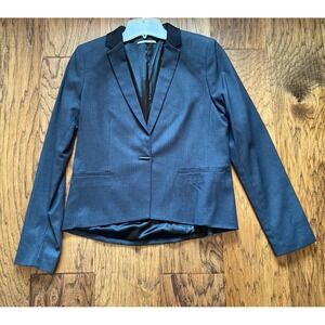 Tahari Women's Blazer Jacket Dark Charcoal Single Button Career Office Suit